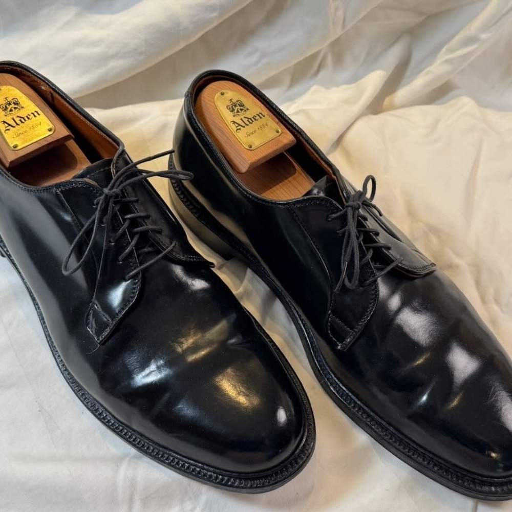 Alden Black Shell Cordovan Plain Toe Blucher - Size 13